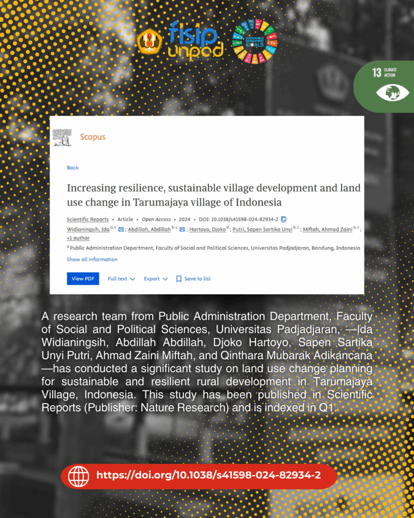 Increasing resilience, sustainable village development and land use change in Tarumajaya village of Indonesia