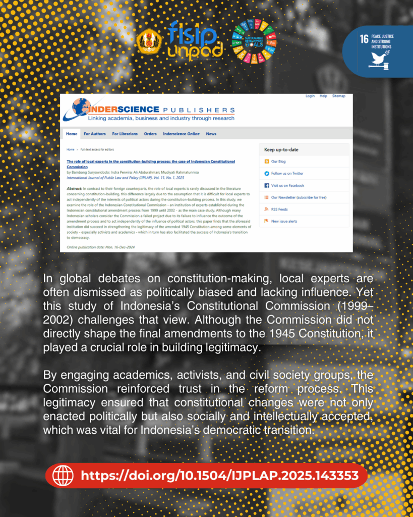 The role of local experts in the constitution-building process: the case of Indonesian Constitutional Commission