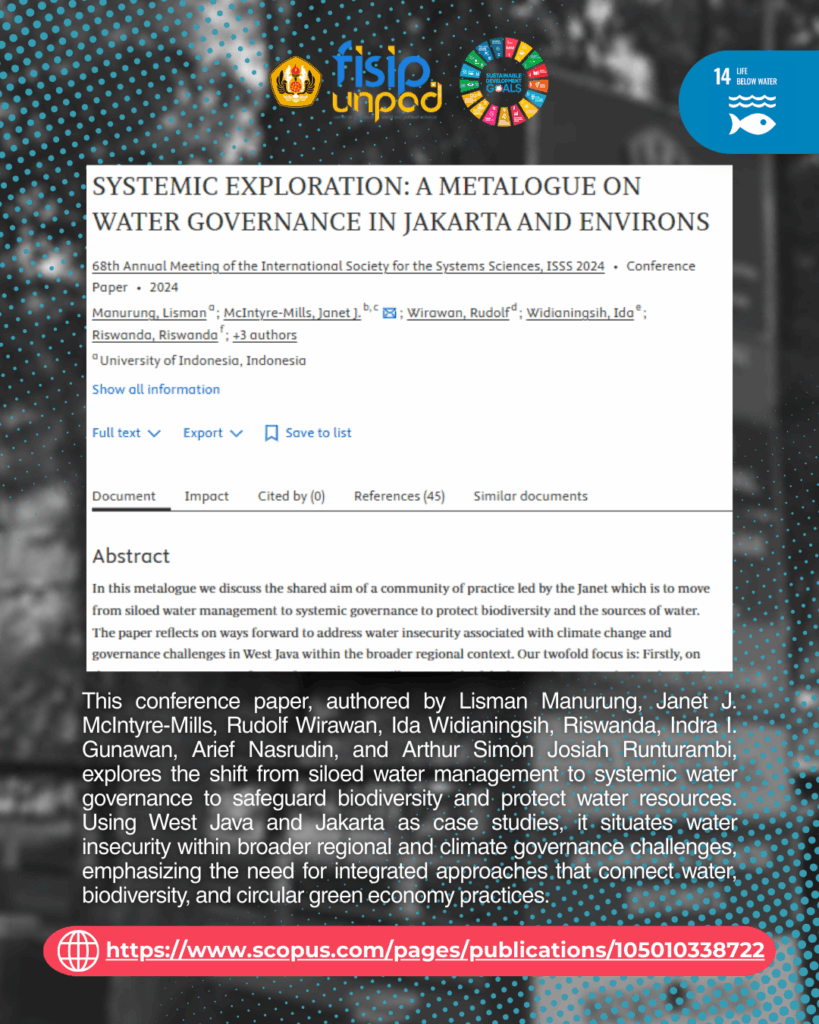 SYSTEMIC EXPLORATION: A METALOGUE ON WATER GOVERNANCE IN JAKARTA AND ENVIRONS