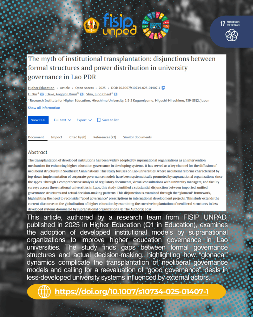 The myth of institutional transplantation: disjunctions between formal structures and power distribution in university governance in Lao PDR