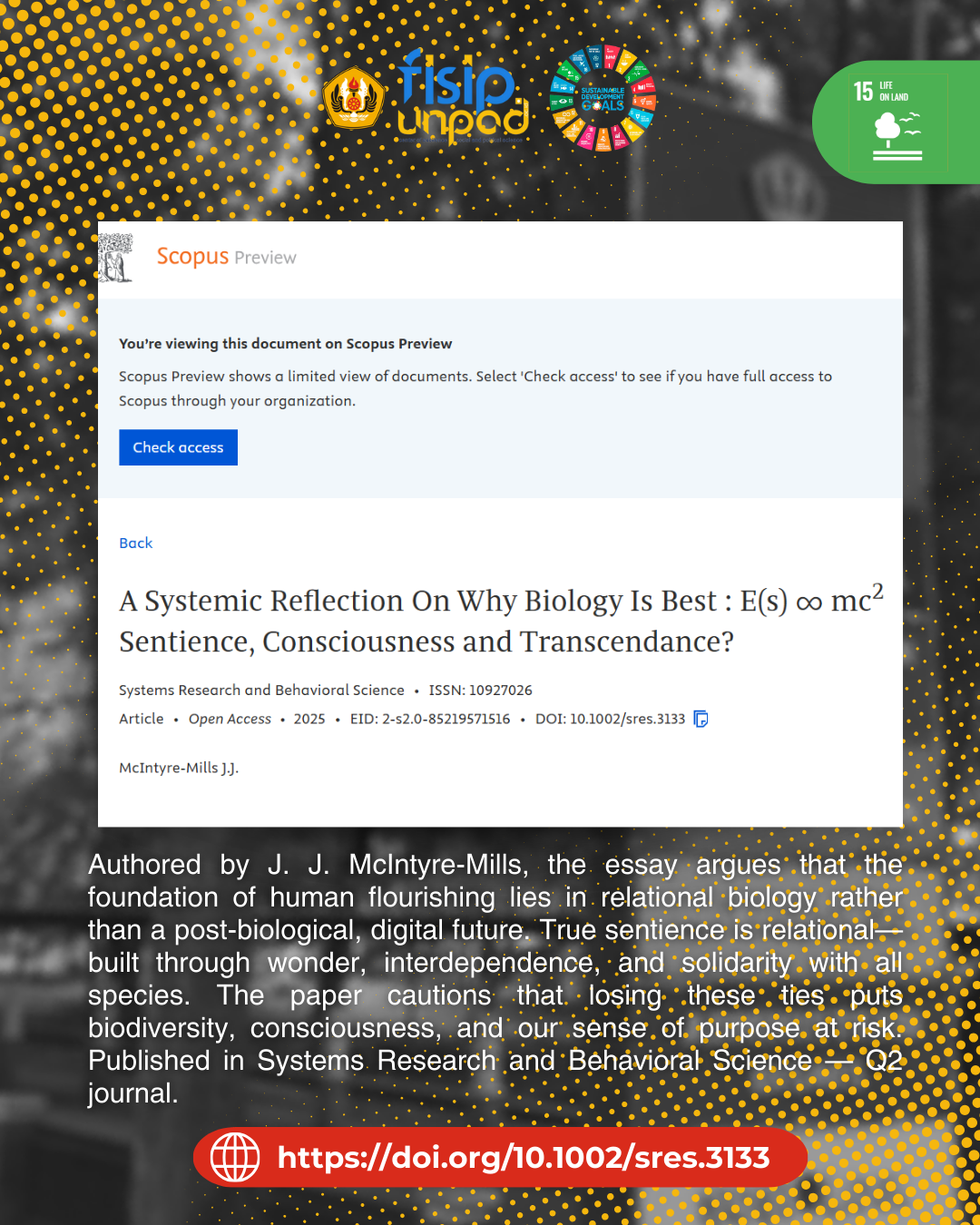 A Systemic Reflection On Why Biology Is Best : E(s) ∞ mc2 Sentience ...