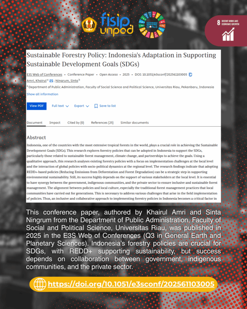 Sustainable Forestry Policy: Indonesia's Adaptation in Supporting Sustainable Development Goals (SDGs)